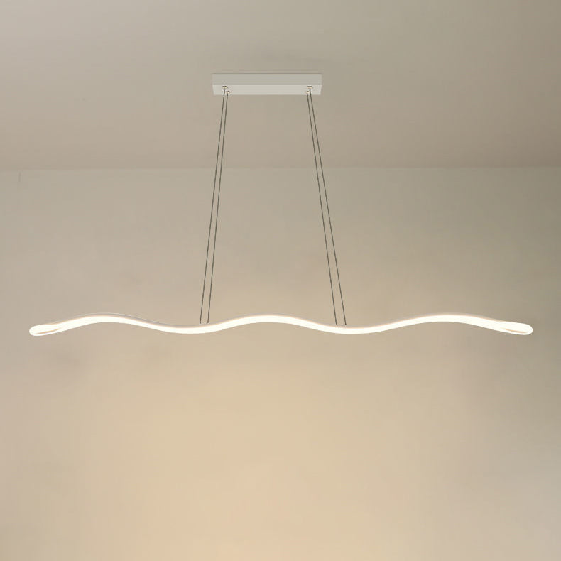 Lustres LED Contemporains en Ligne Vague en Fer Aluminium Silice Nordique pour Salle à Manger 