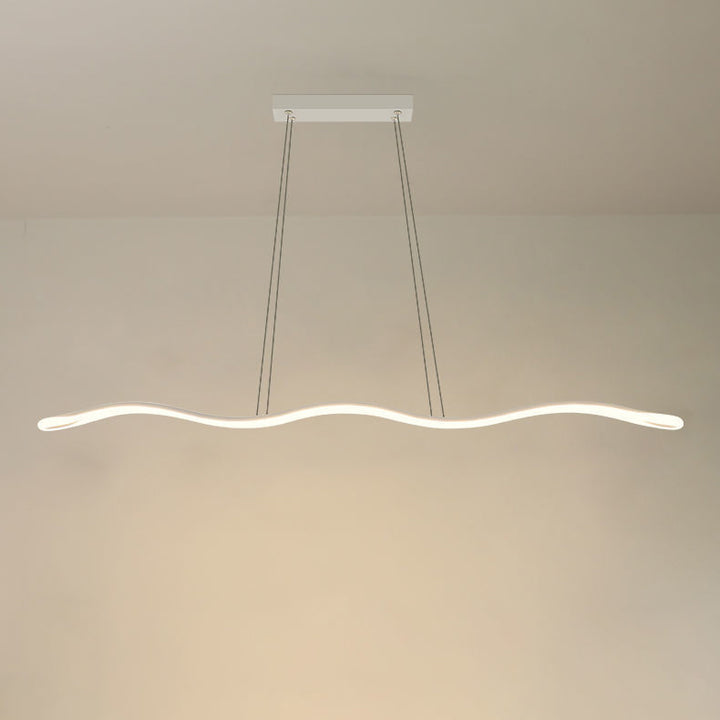 Lustres LED Contemporains en Ligne Vague en Fer Aluminium Silice Nordique pour Salle à Manger 