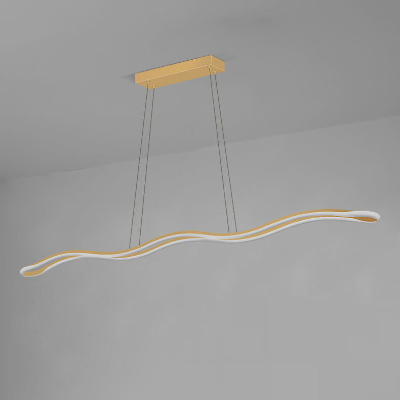 Lustres LED Contemporains en Ligne Vague en Fer Aluminium Silice Nordique pour Salle à Manger 