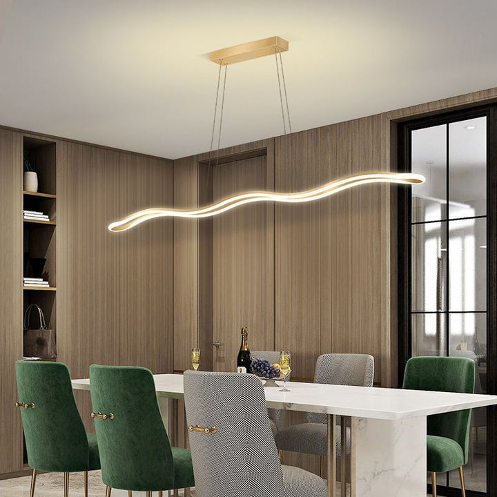 Lustres LED Contemporains en Ligne Vague en Fer Aluminium Silice Nordique pour Salle à Manger 