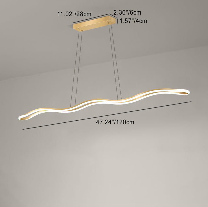 Lustres LED Contemporains en Ligne Vague en Fer Aluminium Silice Nordique pour Salle à Manger 