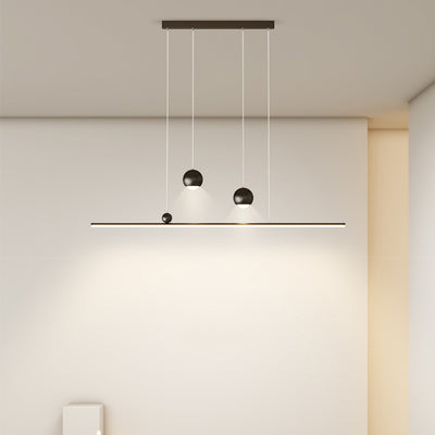 Moderne minimalistische Eisen-Aluminium-Acryl-Streifen-Kugel-Spotlight-LED-Kronleuchter-Insel-Lampe für Esszimmer 