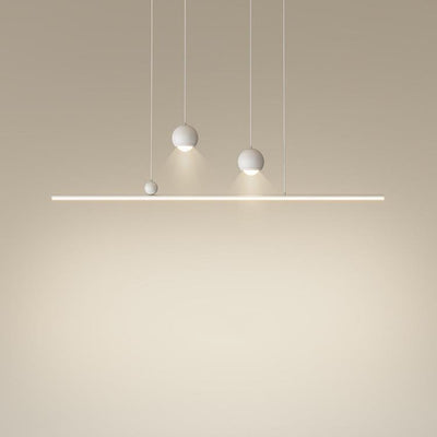 Moderne minimalistische Eisen-Aluminium-Acryl-Streifen-Kugel-Spotlight-LED-Kronleuchter-Insel-Lampe für Esszimmer 