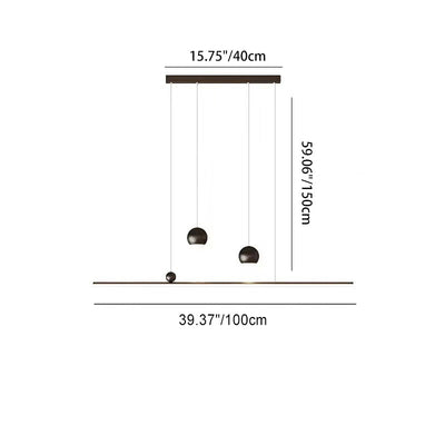 Moderne minimalistische Eisen-Aluminium-Acryl-Streifen-Kugel-Spotlight-LED-Kronleuchter-Insel-Lampe für Esszimmer 
