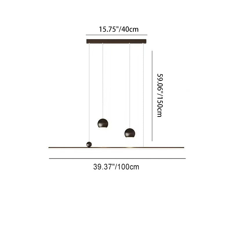 Moderne minimalistische Eisen-Aluminium-Acryl-Streifen-Kugel-Spotlight-LED-Kronleuchter-Insel-Lampe für Esszimmer 