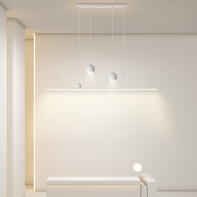Moderne minimalistische Eisen-Aluminium-Acryl-Streifen-Kugel-Spotlight-LED-Kronleuchter-Insel-Lampe für Esszimmer 