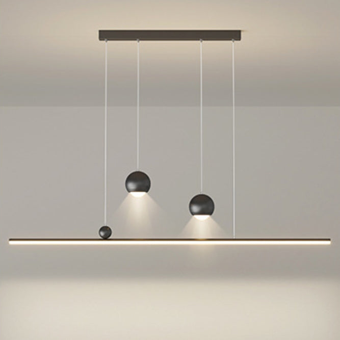 Moderne minimalistische Eisen-Aluminium-Acryl-Streifen-Kugel-Spotlight-LED-Kronleuchter-Insel-Lampe für Esszimmer 