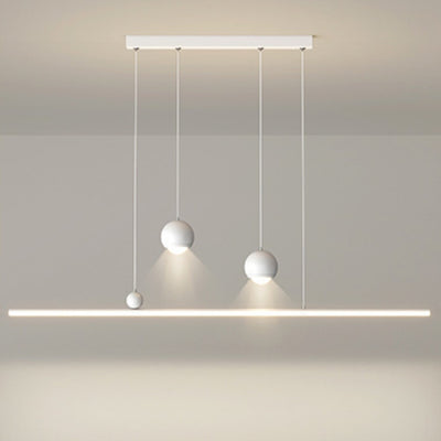 Moderne minimalistische Eisen-Aluminium-Acryl-Streifen-Kugel-Spotlight-LED-Kronleuchter-Insel-Lampe für Esszimmer 