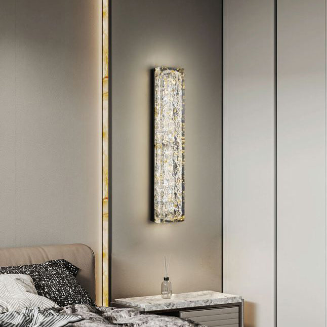 Applique murale LED en résine de cuivre rectangulaire avec feuille d&