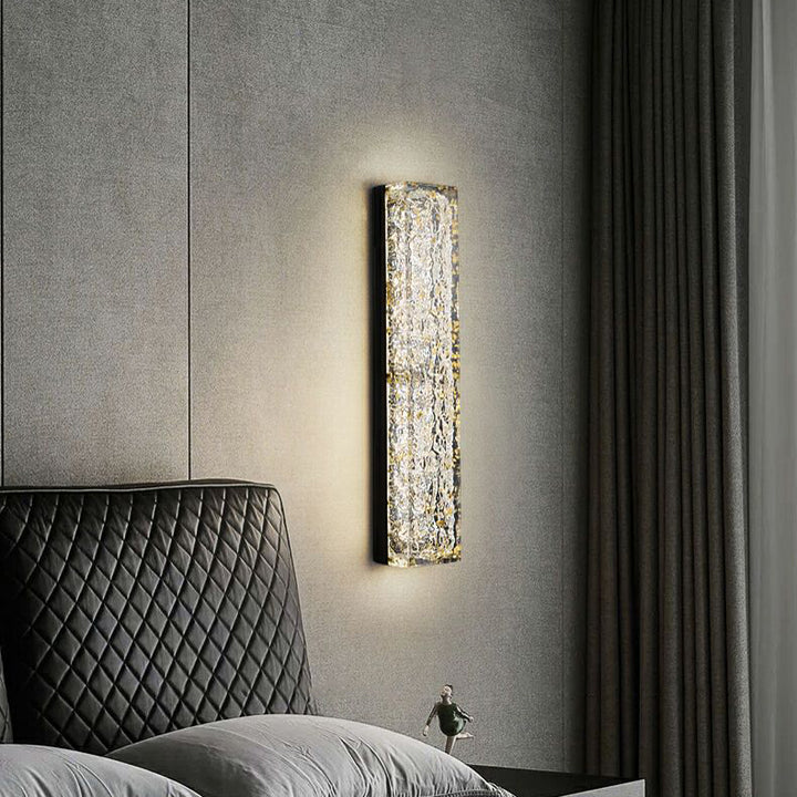 Applique murale LED en résine de cuivre rectangulaire avec feuille d&