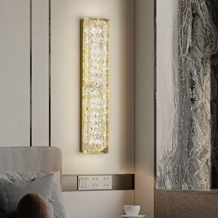 Applique murale LED en résine de cuivre rectangulaire avec feuille d&