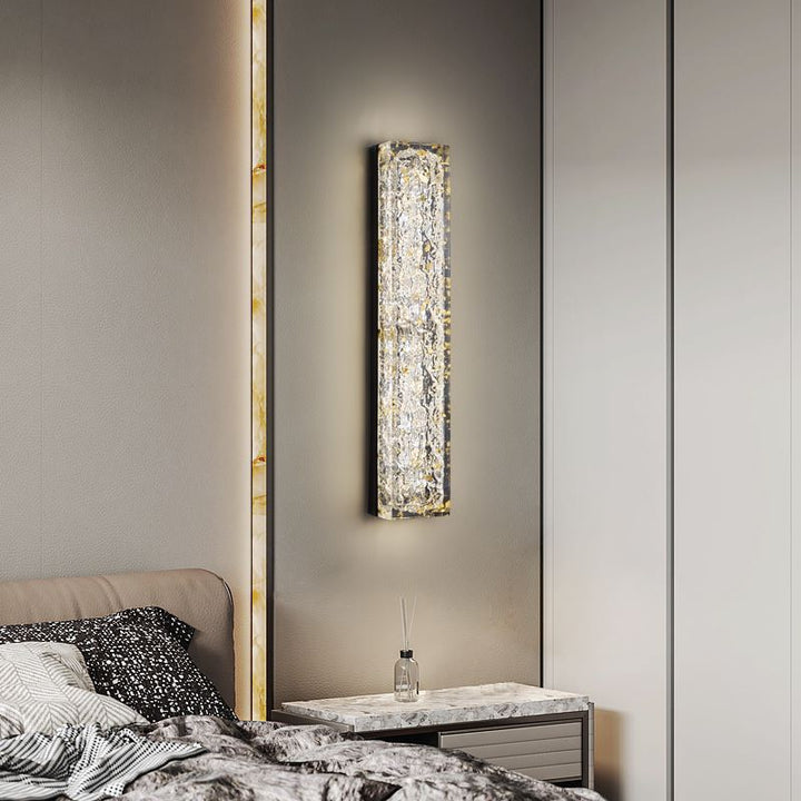 Applique murale LED en résine de cuivre rectangulaire avec feuille d&