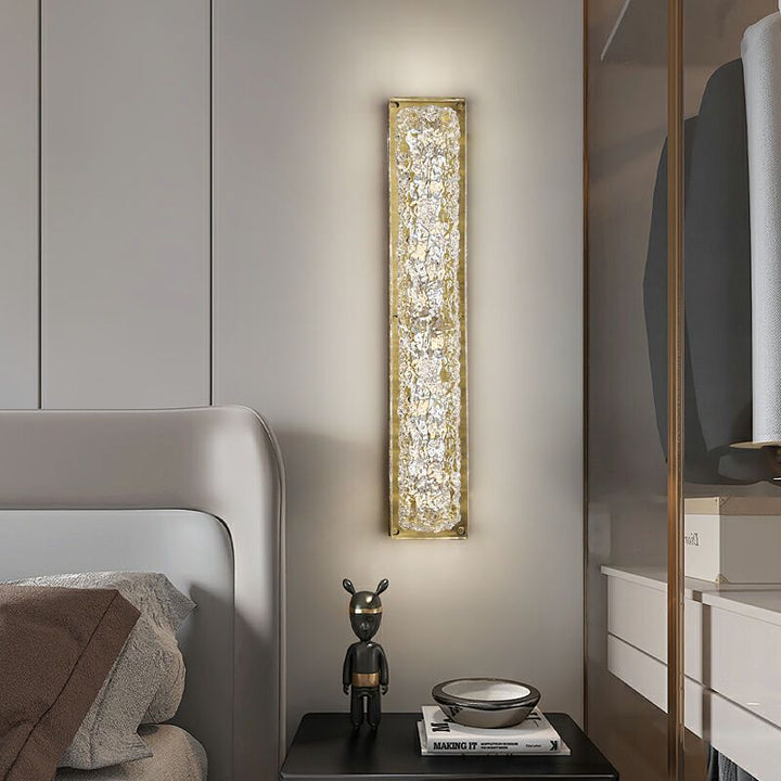 Applique murale LED en résine de cuivre rectangulaire avec feuille d&