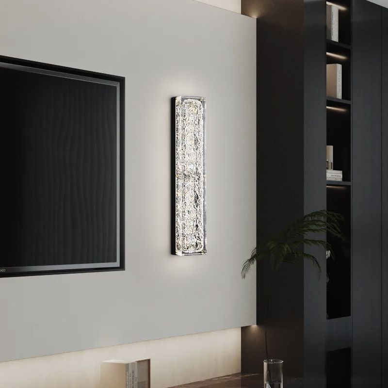 Applique murale LED en résine de cuivre rectangulaire avec feuille d&