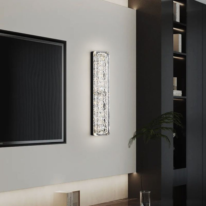 Applique murale LED en résine de cuivre rectangulaire avec feuille d&