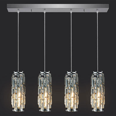 Lustre contemporain de luxe en fer et cristal en forme de cylindre, 1/3/4 lumières pour salle à manger 