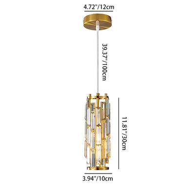 Lustre contemporain de luxe en fer et cristal en forme de cylindre, 1/3/4 lumières pour salle à manger 