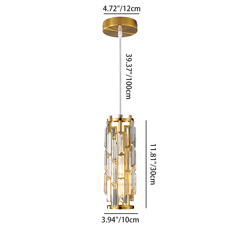 Lustre contemporain de luxe en fer et cristal en forme de cylindre, 1/3/4 lumières pour salle à manger 