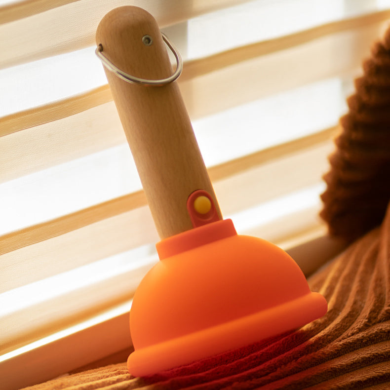 Zeitgenössisches kreatives wiederaufladbares Silikon-Holz-PC-Kolben rund adsorbierbares LED-Nachtlicht für das Schlafzimmer 