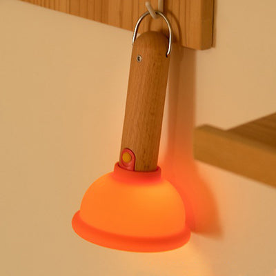 Zeitgenössisches kreatives wiederaufladbares Silikon-Holz-PC-Kolben rund adsorbierbares LED-Nachtlicht für das Schlafzimmer 