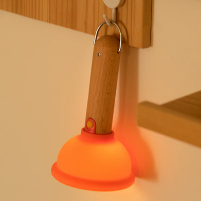 Zeitgenössisches kreatives wiederaufladbares Silikon-Holz-PC-Kolben rund adsorbierbares LED-Nachtlicht für das Schlafzimmer 