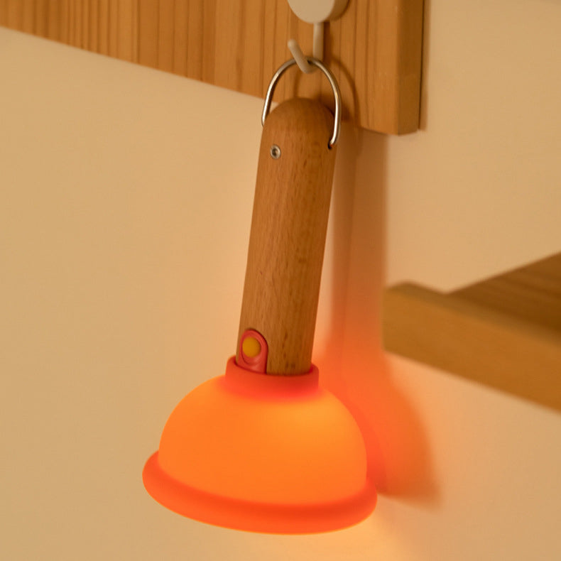 Zeitgenössisches kreatives wiederaufladbares Silikon-Holz-PC-Kolben rund adsorbierbares LED-Nachtlicht für das Schlafzimmer 