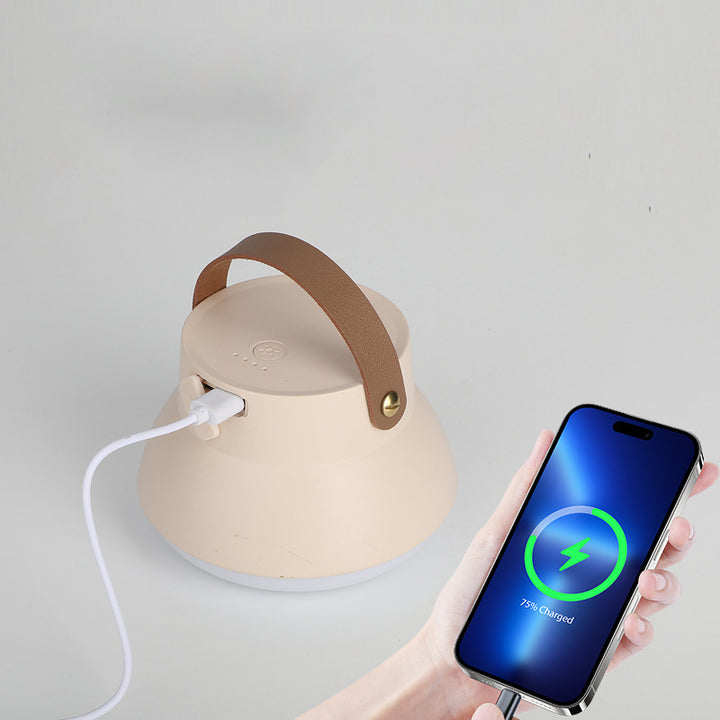 Modern Simplicity Rechargeable Leather PC Iron Round Detachable LED Outdoor Light For Garden