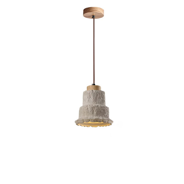Cloche en bois de ciment nordique contemporaine 1 lumière suspendue pour chevet 