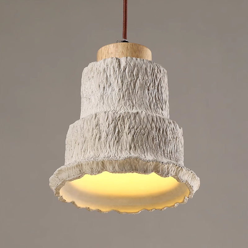 Cloche en bois de ciment nordique contemporaine 1 lumière suspendue pour chevet 