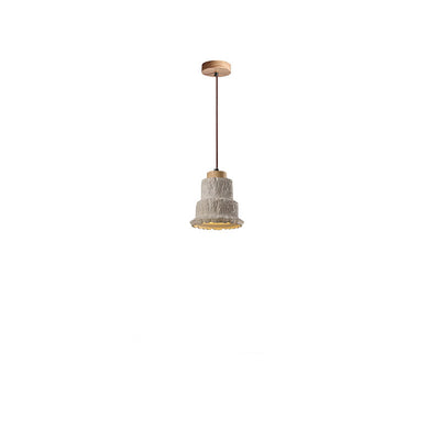 Cloche en bois de ciment nordique contemporaine 1 lumière suspendue pour chevet 