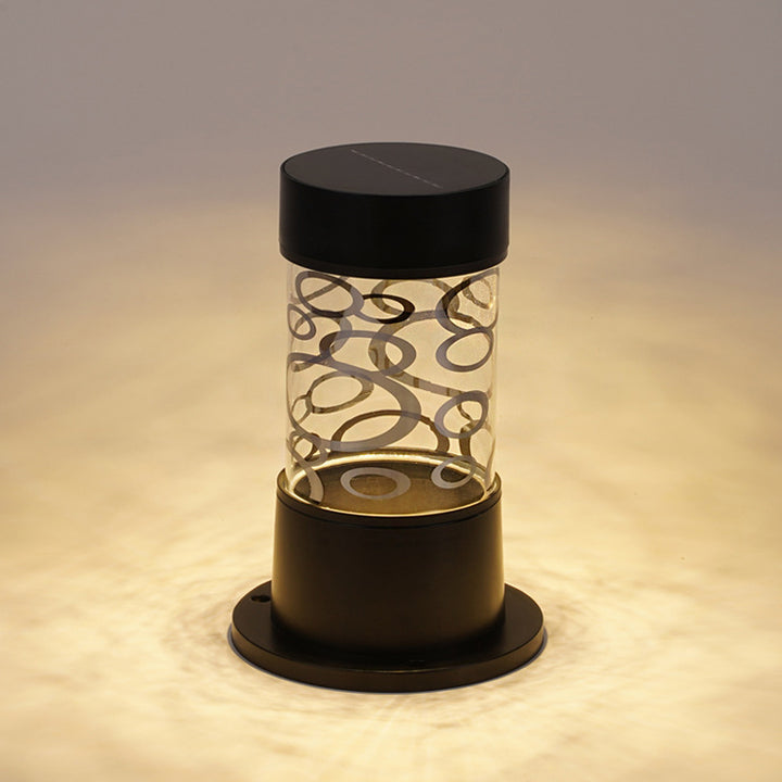 Modern Simplicity Solar Waterproof ABS Glass Cylinder Pattern LED Outdoor Light Landscape Lighting For Garden