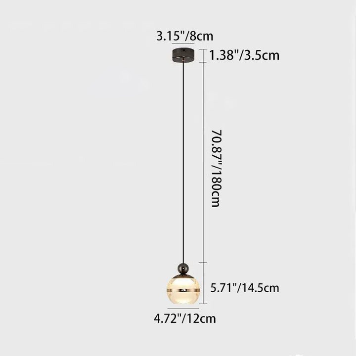 Zeitgenössische nordische Eisen-Aluminium-Acryl-Glaskugel hebbare LED-Pendelleuchte für das Bett 
