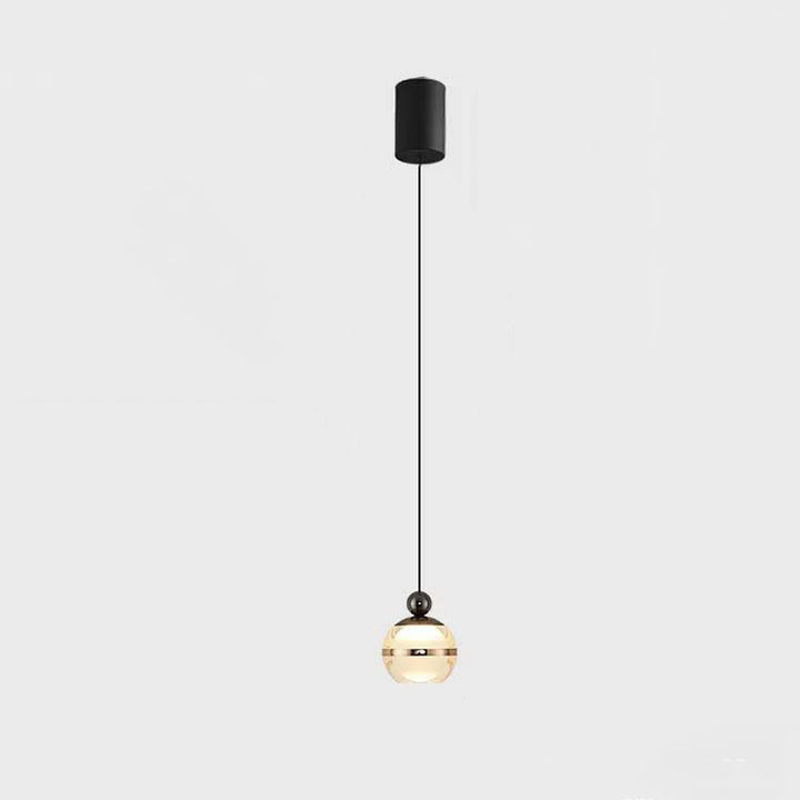 Zeitgenössische nordische Eisen-Aluminium-Acryl-Glaskugel hebbare LED-Pendelleuchte für das Bett 