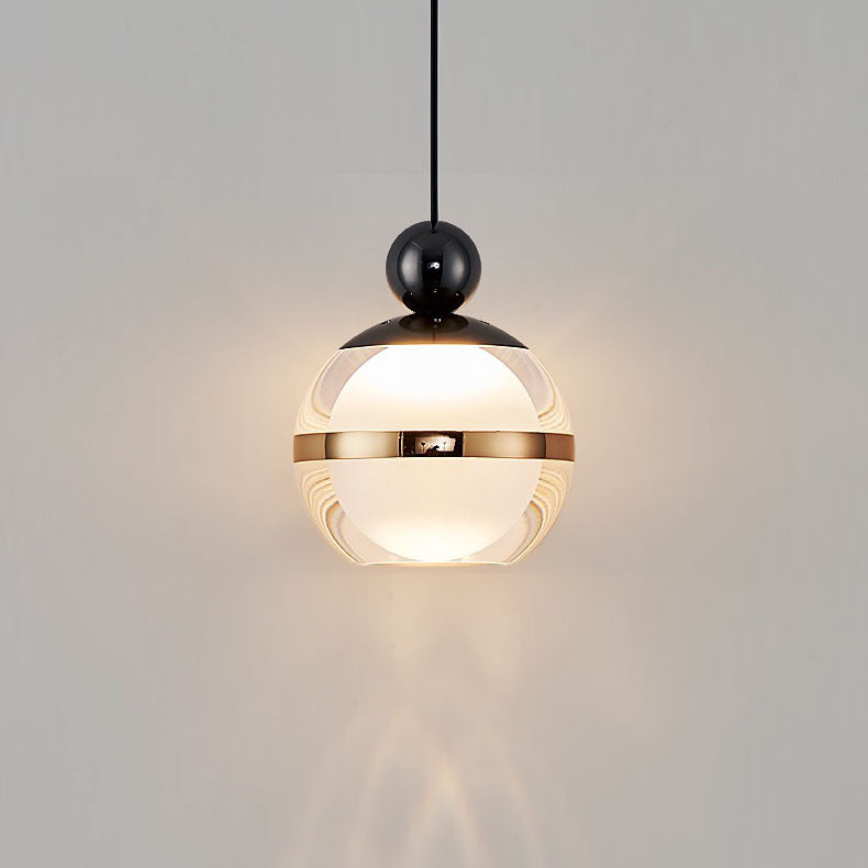 Zeitgenössische nordische Eisen-Aluminium-Acryl-Glaskugel hebbare LED-Pendelleuchte für das Bett 