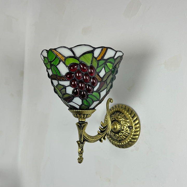 Applique murale 1 lumière en verre Tiffany traditionnel en alliage de zinc avec perles en pétales pour couloir 