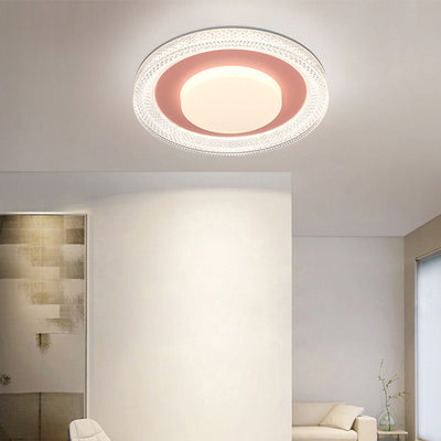 Luz de techo empotrada LED en forma de pastilla redonda de hierro, plástico y acrílico escandinavo contemporáneo para dormitorio 
