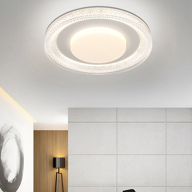 Luz de techo empotrada LED en forma de pastilla redonda de hierro, plástico y acrílico escandinavo contemporáneo para dormitorio 