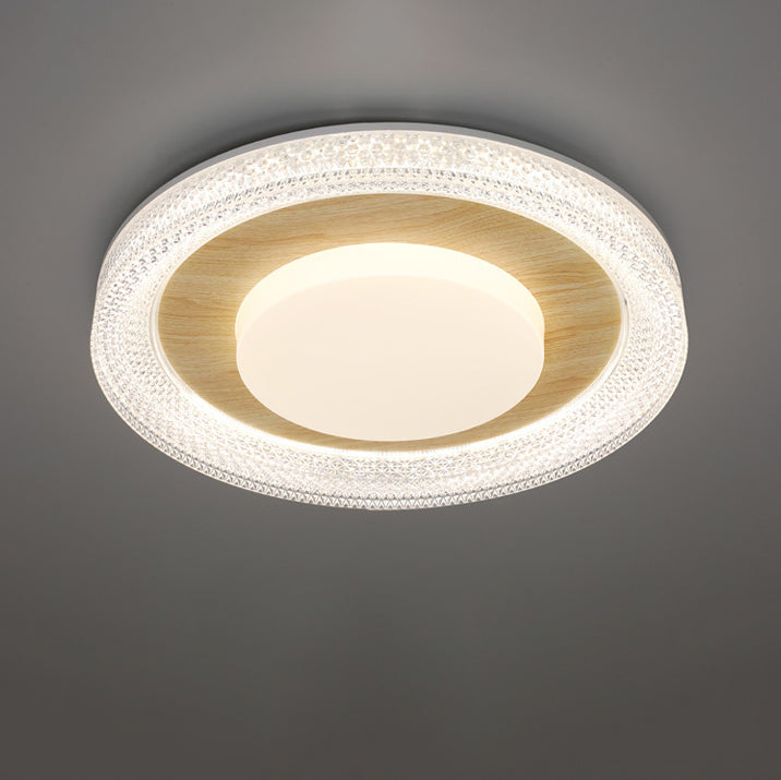 Luz de techo empotrada LED en forma de pastilla redonda de hierro, plástico y acrílico escandinavo contemporáneo para dormitorio 