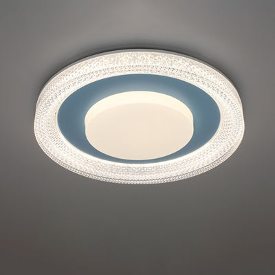 Luz de techo empotrada LED en forma de pastilla redonda de hierro, plástico y acrílico escandinavo contemporáneo para dormitorio 
