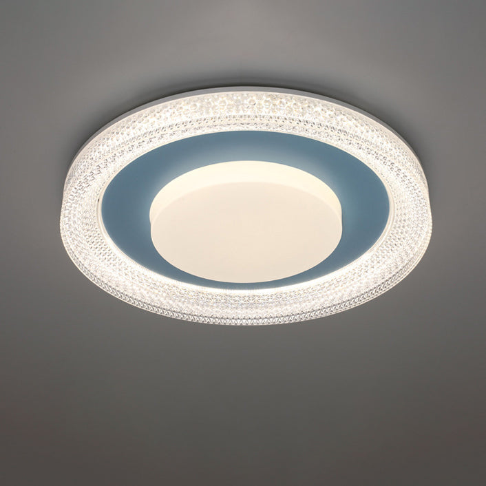 Luz de techo empotrada LED en forma de pastilla redonda de hierro, plástico y acrílico escandinavo contemporáneo para dormitorio 