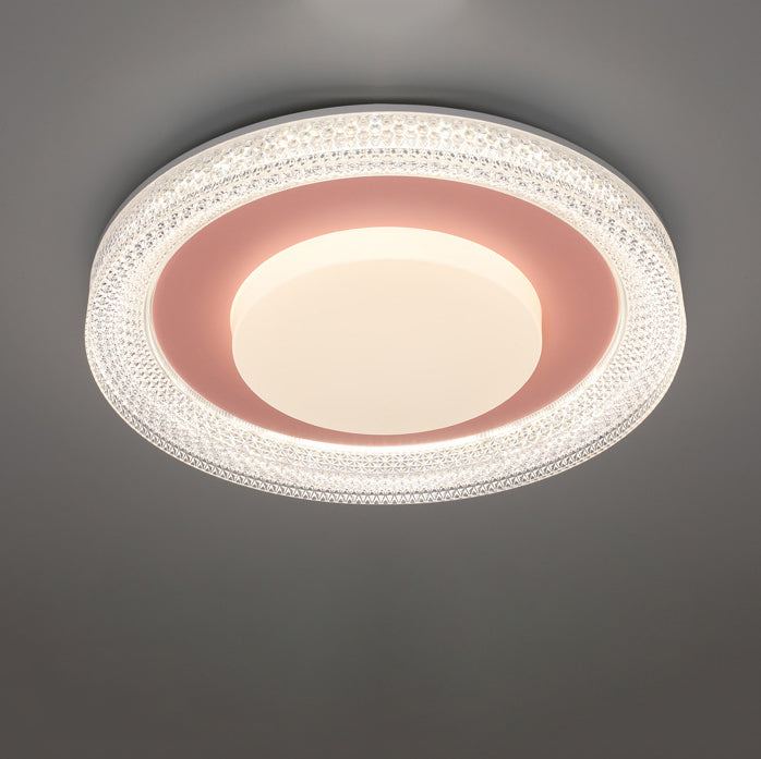 Luz de techo empotrada LED en forma de pastilla redonda de hierro, plástico y acrílico escandinavo contemporáneo para dormitorio 