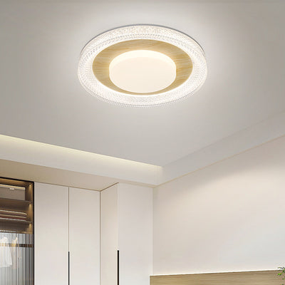 Luz de techo empotrada LED en forma de pastilla redonda de hierro, plástico y acrílico escandinavo contemporáneo para dormitorio 