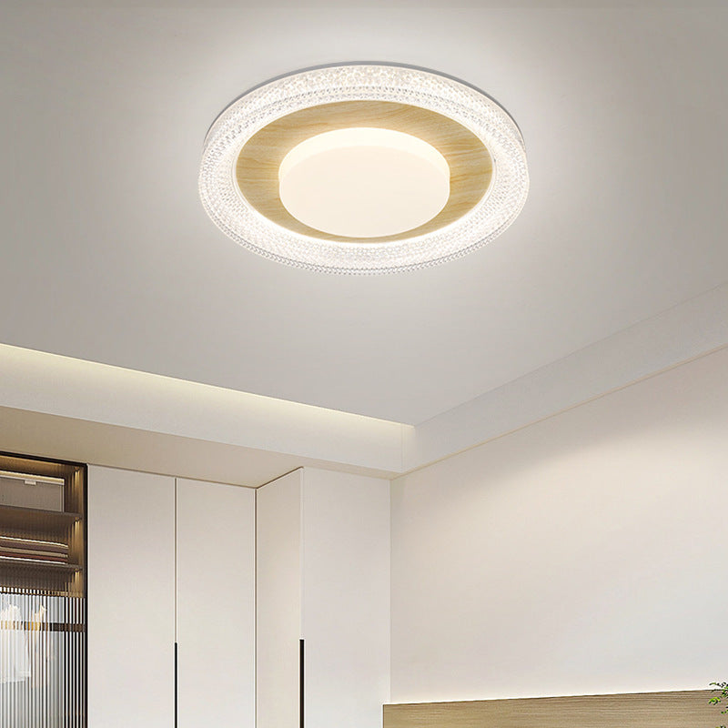 Luz de techo empotrada LED en forma de pastilla redonda de hierro, plástico y acrílico escandinavo contemporáneo para dormitorio 