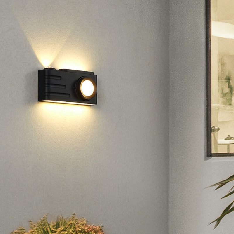 Lámpara Aplique de Pared LED Rectangular de Aluminio Impermeable Creativa Contemporánea para Patio Exterior 