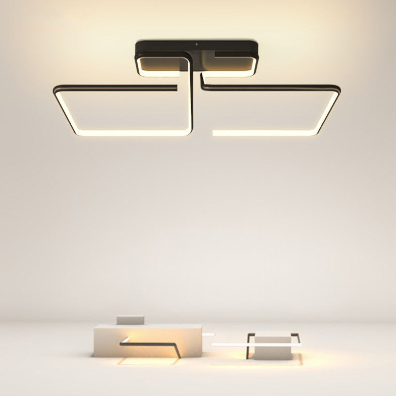 ضوء السقف المربع الهندسي الخطي LED من الألومنيوم والسيليكا الحديدي بتصميم بسيط حديث لغرفة المعيشة 