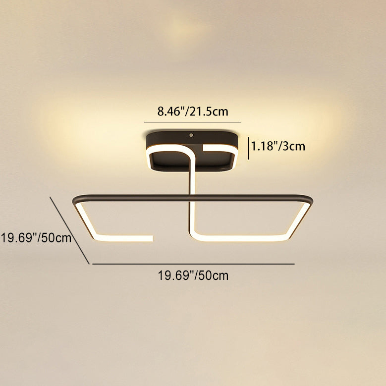 ضوء السقف المربع الهندسي الخطي LED من الألومنيوم والسيليكا الحديدي بتصميم بسيط حديث لغرفة المعيشة 