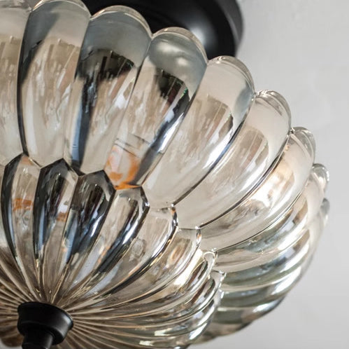 Plafonnier semi-encastré à 3 lumières en forme de pétales floraux en verre et fer rétro contemporain pour couloir 