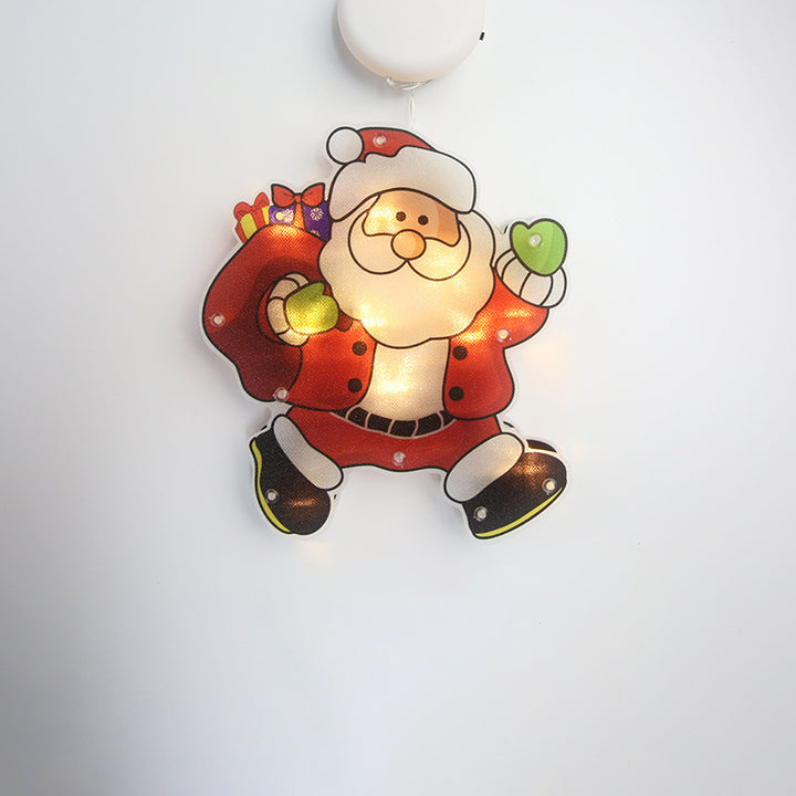 Moderne Art Deco Wasserdichte Batterie PVC Weihnachtsbaum Weihnachtsmann Rentier Dekoration Saugnapf LED Wandleuchte Für Unterhaltungsraum 