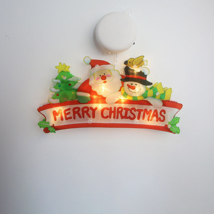 Moderne Art Deco Wasserdichte Batterie PVC Weihnachtsbaum Weihnachtsmann Rentier Dekoration Saugnapf LED Wandleuchte Für Unterhaltungsraum 