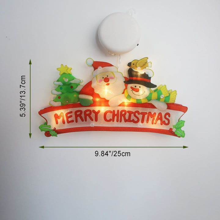 Moderne Art Deco Wasserdichte Batterie PVC Weihnachtsbaum Weihnachtsmann Rentier Dekoration Saugnapf LED Wandleuchte Für Unterhaltungsraum 
